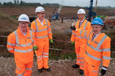 Left to right: Mark Thurston, CEO HS2; Declan McGeeney, director of UK infrastructure at Laing O'Rourke; councillor Ian Courts, leader of Solihull Council and Andy Street, West Midlands mayor.