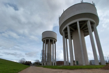 The distinctive Beanfield water towers where Barhale is upgrading service capacity