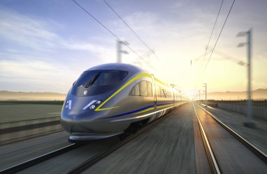 Rendering of a high speed train on California's high speed railway. Picture: California High-Speed Rail Authority