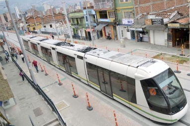 A tram operated by Metro de Medellin on the 4.3 km-long line which connects two of the city’s metro lines and two new metrocable lines.