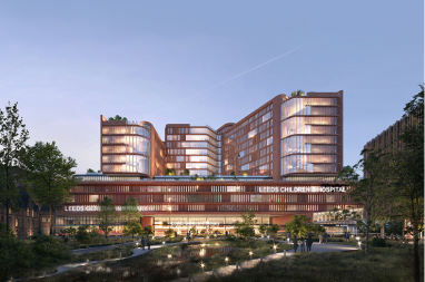Competition stage image of the new Leeds Hospitals of the Future by Perkins&Will, Penoyre & Prasad, and Schmidt Hammer Lassen Architects.