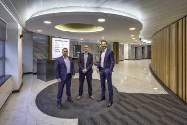 Darren Wellington, James Garnett and Alex Isted in Morgan Sindall's new office base in Newcastle.