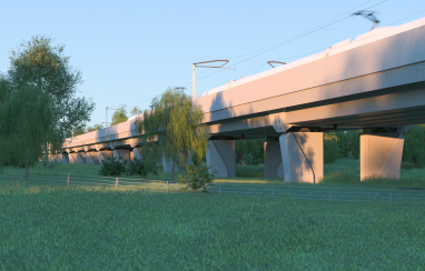 Computer-generated image of the 515m-long Edgcote Viaduct.