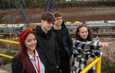 Young people out on a HS2 site visit during the Open Doors event at Long Itchington, October 2022.