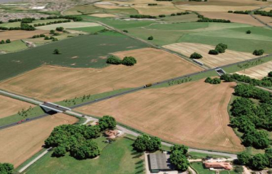 CGI of the proposed Hereford bypass, currently put on hold by Herefordshire Council. 