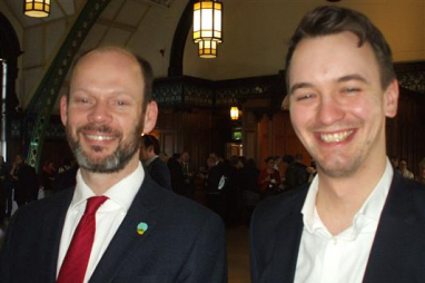Jamie Driscoll (left), mayor of North of Tyne Combined Authority and Luke Raikes from IPPR North, at the IPPR conference in Newcastle.