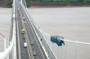 Cable inspection work taking place on the M48 Severn Bridge.