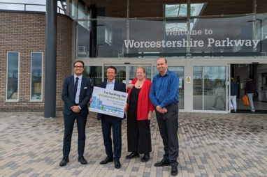 L to R: Ed Goose, Regional Growth Manager, Great Western Railway; Nigel Huddleston, MP for Mid Worcestershire; Sarah Spink, Stakeholder Engagement Lead at Midlands Connect; Andy Clark, Integrated Transport Programme Lead, Midlands Connect.