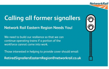 Network Rail appeals for former signallers to help keep vital train services moving.