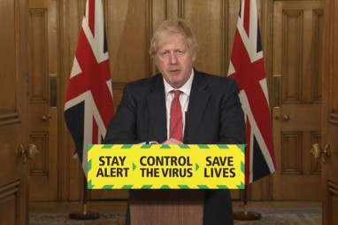 Prime minister Boris Johnson announcing the easing of some coronavirus lockdown measures on 11 May 2020.