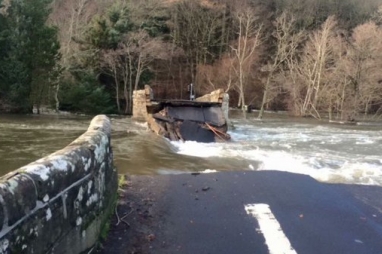 Pooley Bridge in Penrith destroyed by flooding: Image courtesy of Sharrow Bay Hotel