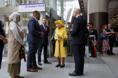 Her Majesty Queen Elizabeth II visits Paddington station.