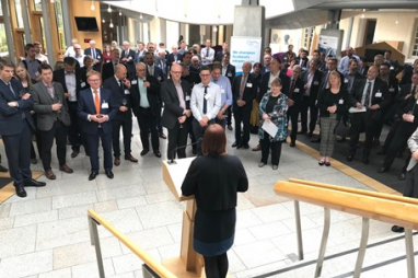 ACE chief executive, Hannah Vickers, speaking at the ACE Scotland summer reception at the Scottish parliament.
