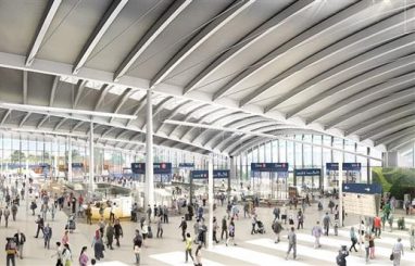 CGI of HS2's Old Oak Common Station.