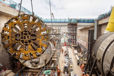 Second giant HS2 tunnel boring machine gets ready to start digging under Birmingham - the giant 125 tonne cutterhead being moved into place