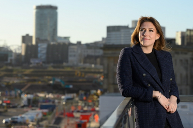 Millie Bayliss pictured overlooking HS2's Curzon Street construction site in Birmingham