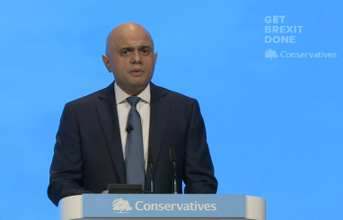 Chancellor of the exchequer Sajid Javid speaking at the Conservative Party conference in Manchester.