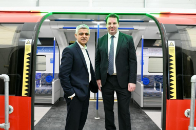 London mayor Sadiq Khan and Brigg & Goole MP Andrew Percy visit Siemens Mobility facility in Goole, where half of the 94 new Piccadilly line tube trains are due to be built. 