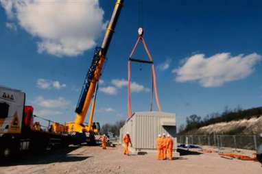 The new substation on the Midland Main Line at Low Meadow farm, north of Luton.