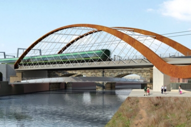 Computer generated image of the proposed Ordsall Chord.