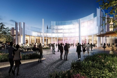 One of the seven shortlisted designs for the University of Central Lancashire campus.