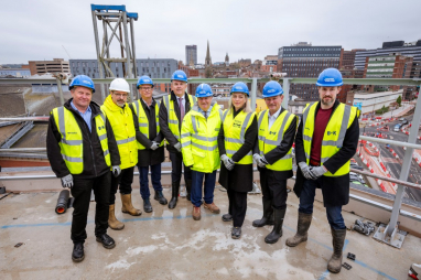Left to right: Neil Jones, Sheffield City Council; Andy Dainty, Urbo; Sean McClean, director of regeneration and development at Sheffield City Council: Ralph Jones, Urbo; Peter Swallow, managing director at Urbo; Kate Josephs, chief executive at Sheffield City Council, Gordon Aitchison, director, investment and development at LGIM Real Assets and Ben Rodgers, head of regeneration at LGIM Real Assets