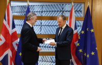 UK ambassador to the EU Sir Tim Barrow hands over the letter triggering Article 50.