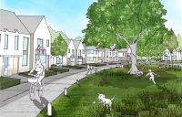 Artist's impression of Homes England's Northern Arc project at Burgess Hill. Image courtesy of AECOM.