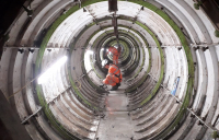 Reinforcement, similar to the works Barhale will complete at the Thames Lee Tunnel, being carried out at the QEII Reservoir.  