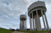 The distinctive Beanfield water towers where Barhale is upgrading service capacity