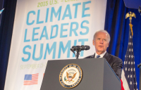 Joe Biden speaking at a climate change summit when he was US vice president in 2015.