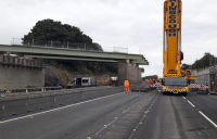 Installation of the 53-metre Fort Overbridge on the A1.