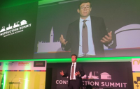 Greater Manchester mayor speaking at Construction Summit North.