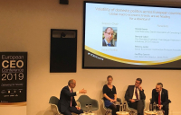 KPMG’s global head of infrastructure, Richard Threlfall (left) speaking at the European CEO Conference in London on 4 November 2019.