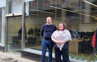 Craig Turner and Isla Jackson pictured outside Civic Engineers' Glasgow studio.