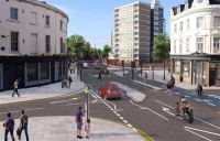 CGI of Cycleway 4 in Deptford, London. Image courtesy of TfL.