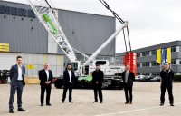 Pictured at the handover at Liebherr-GB, Biggleswade are, left to right, Select’s Paul Griffin, Alex Warrington and Eddy Carr, Richard Everist and Mark West of Liebherr, Steve Bradby of Select.