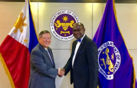 Philippines secretary of finance Carlos Dominguez and FIDIC chief executive Nelson Ogunshakin pictured at the Department of Finance.