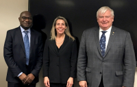 Picture shows (left to right) FIDIC chief executive, Nelson Ogunshakin, Maria Eugenia Roca, technical procurement advisor for the Inter-American Development Bank and William Howard, FIDIC president elect.