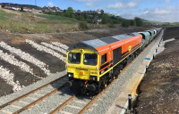 Freightliner freight train using the new sidings at Buxton