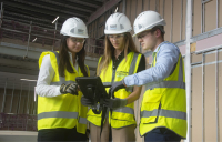 From left, Rebecca Rennie, Abi Riddle and Jamie Davison at Morgan Sindall.