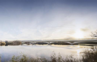 CGI of the HS2 Colne Valley Viaduct, looking south.