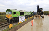 First of approximately 1,800 freight trains arrives at HS2’s new Quainton railhead, near Aylesbury.