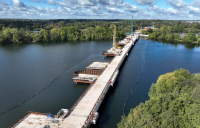 Piling work for HS2's Colne Valley Viaduct from the temporary jetty, captured in this image from summer 2022.