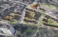CGI shows the whole regeneration scheme in Kingshurst – currently Willmott Dixon will deliver phase one, which is on the left of the image.