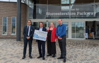 L to R: Ed Goose, Regional Growth Manager, Great Western Railway; Nigel Huddleston, MP for Mid Worcestershire; Sarah Spink, Stakeholder Engagement Lead at Midlands Connect; Andy Clark, Integrated Transport Programme Lead, Midlands Connect.