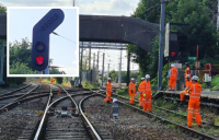 New signals being installed as part of the Trafford Park upgrade.