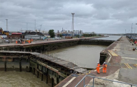 Construction work is well underway on £34m Port of Tilbury flood defence project.