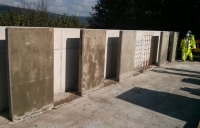 Wall panels that form the self healing concrete trials.