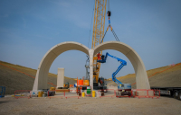 Engineers at work on the first arch for the Greatworth green tunnel 